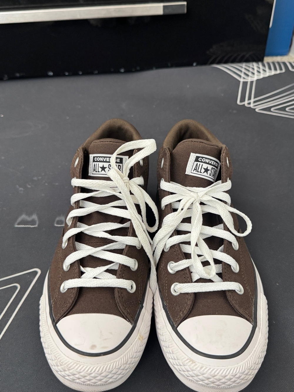 Converse Brown Canvas High-Top Sneakers with White Laces